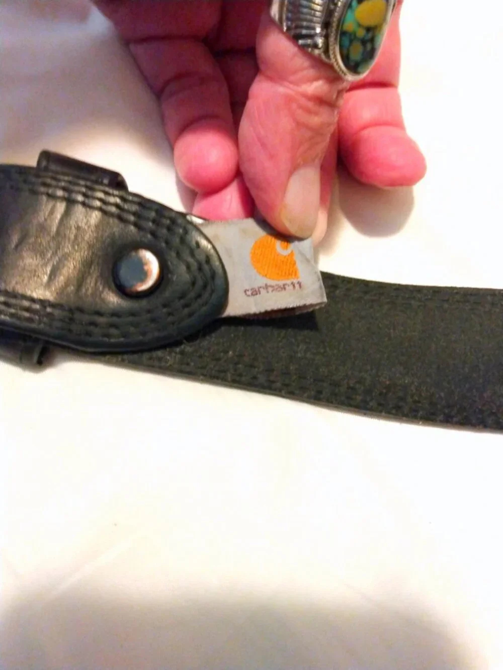 Carhartt Black Leather Belt Size 53 Workwear Utility Classic Rugged Minimalist